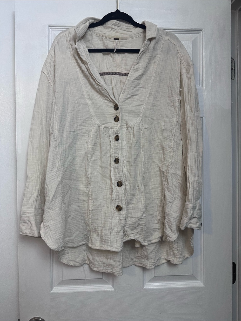Free People Gauze Long Sleeve Top Size Large